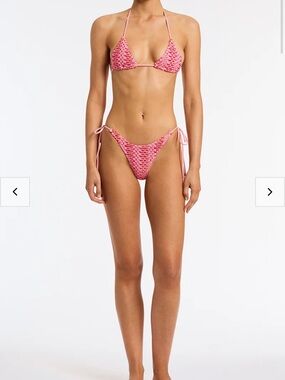 triangl swimwear Pink Crochet Tie-Side Triangle Bikini